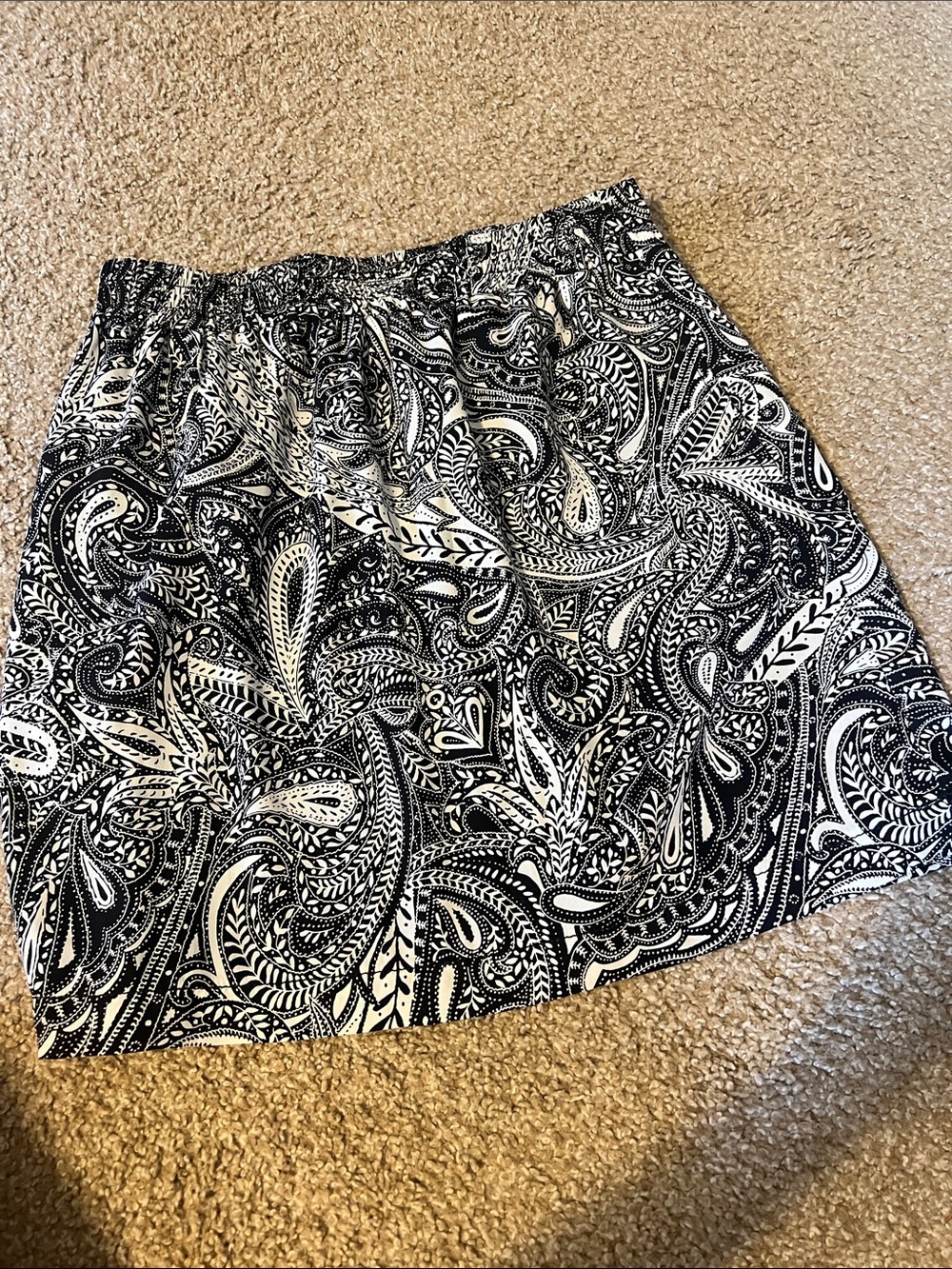 LOFT Black and White Paisley Mini Skirt